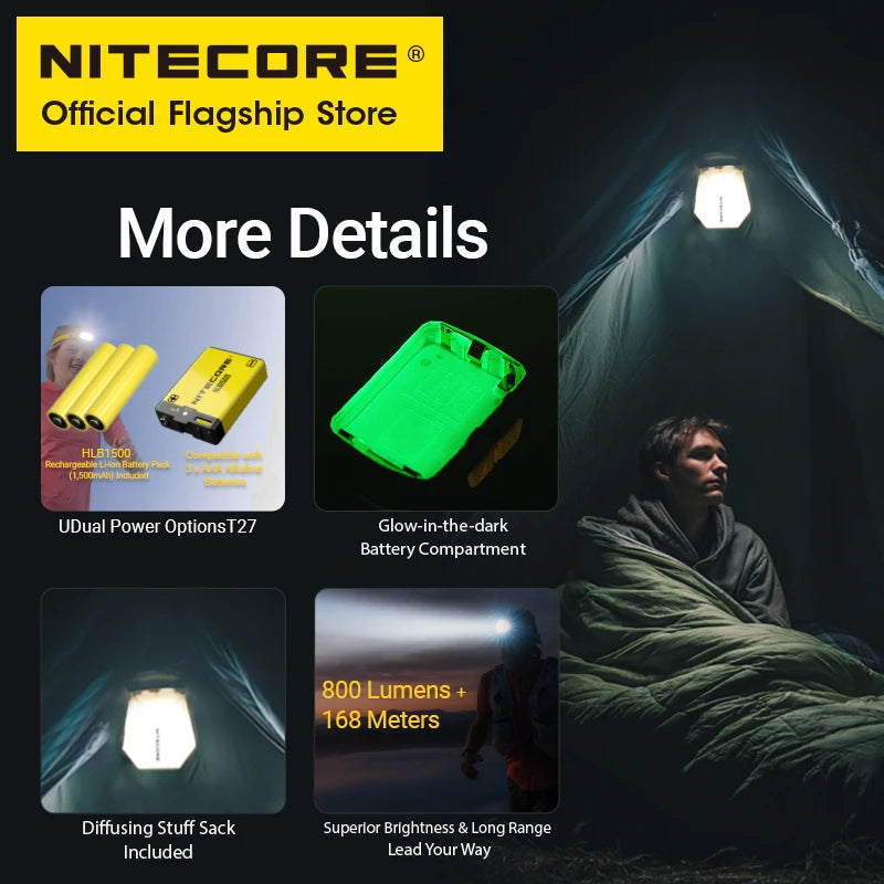 NITECORE UT27 2025 Trail Running Headlamp 800 Lumens 3 Temperotures Headlight Warm Neutral White Light, HLB1500 Li-ion Battery