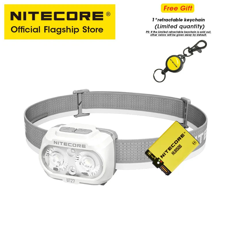 NITECORE UT27 2025 Trail Running Headlamp 800 Lumens 3 Temperotures Headlight Warm Neutral White Light, HLB1500 Li-ion Battery