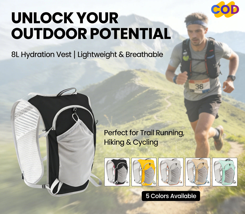 Trail Running Hydration Vest 8L — Reflective & Lightweight