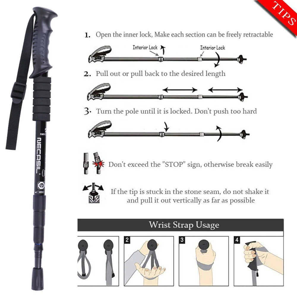 Telescoping Aluminum Trekking Poles — Set of 2