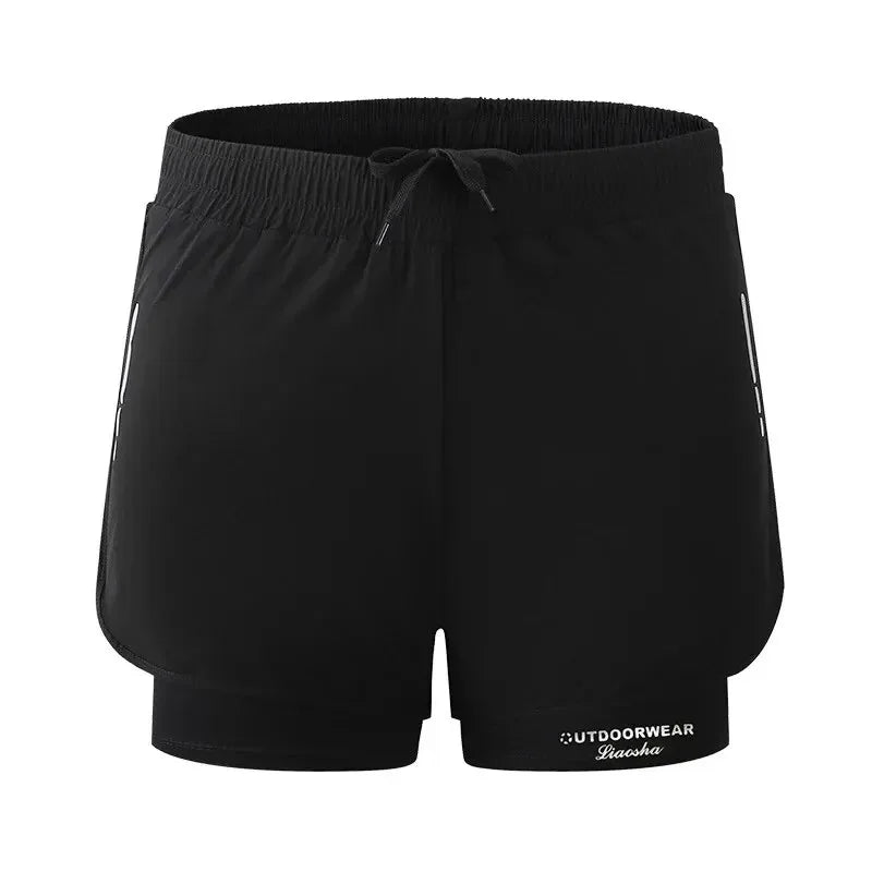 Men’s Double Layer Athletic Shorts Quick Dry Swim Trunks