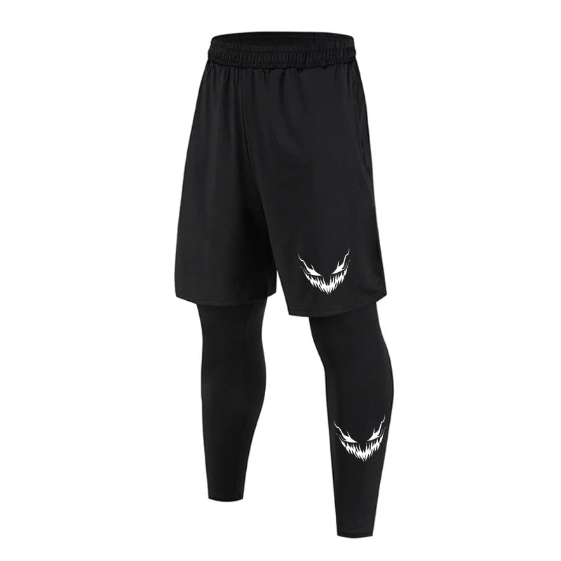 Men's 2 in1 Compression Sport Pants Quick Dry Training Athletic Pants Male Gym Fitness Jogging Running Workout Trousers