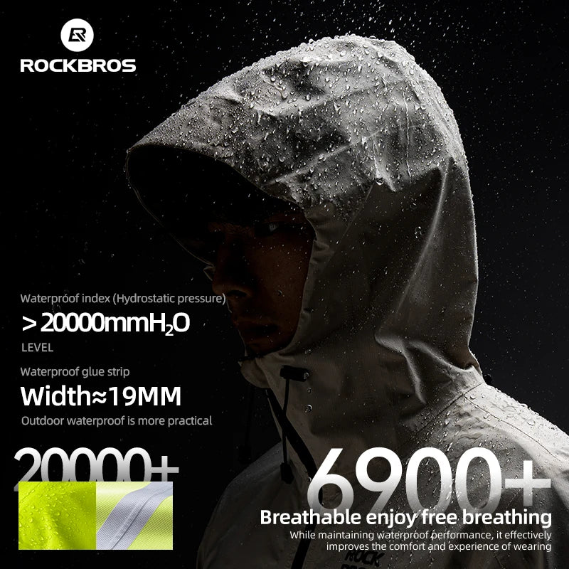 ROCKBROS Waterproof Windproof Jacket Heavy Rain jacket Mountain Road Bike Riding Outdoor Raincoat Jacket For Men Women Jacket