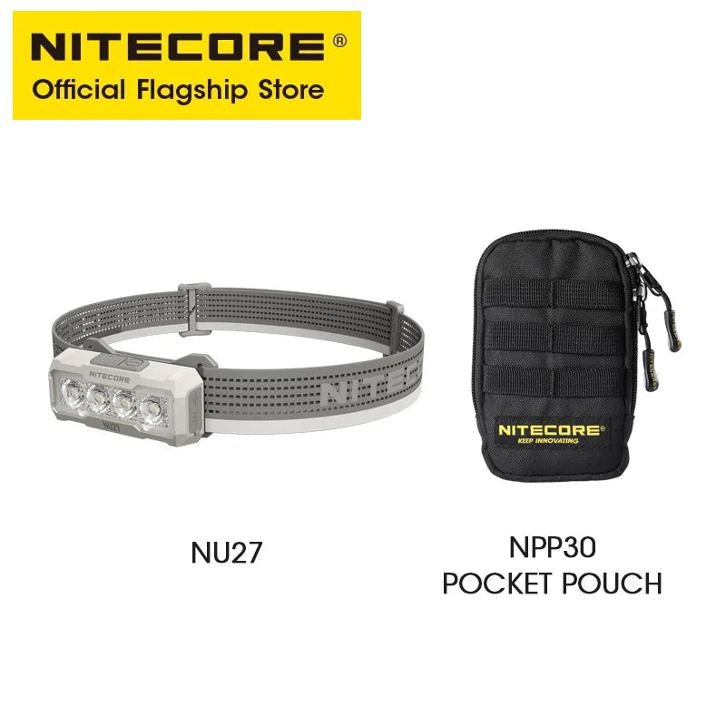 NITECORE NU27 56g Trail Running Headlight Lightweight Warm Light Neutral/Cool White Light LED Headlamp 600 Lumens USB-C Recharge