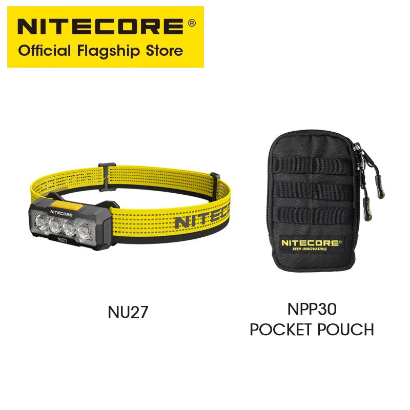 NITECORE NU27 56g Trail Running Headlight Lightweight Warm Light Neutral/Cool White Light LED Headlamp 600 Lumens USB-C Recharge