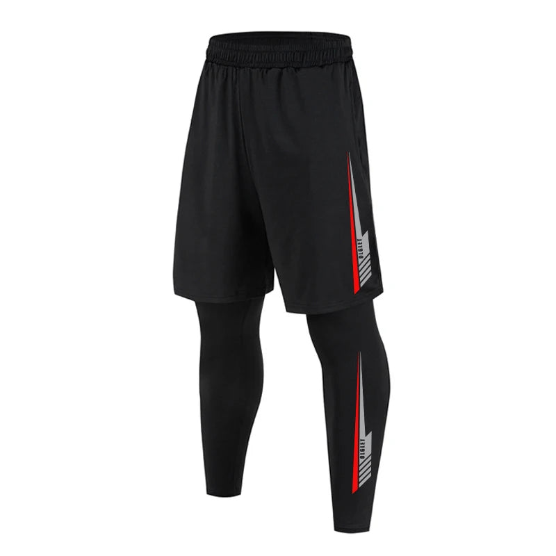 Men's 2 in1 Compression Sport Pants Quick Dry Training Athletic Pants Male Gym Fitness Jogging Running Workout Trousers